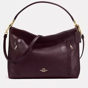 COACH SCOUT Oxblood Pebble Leather Hobo Shoulder Bag